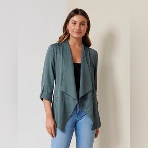 Ever New Kat Zip-Detail Waterfall Jacket Pine Blue NWT